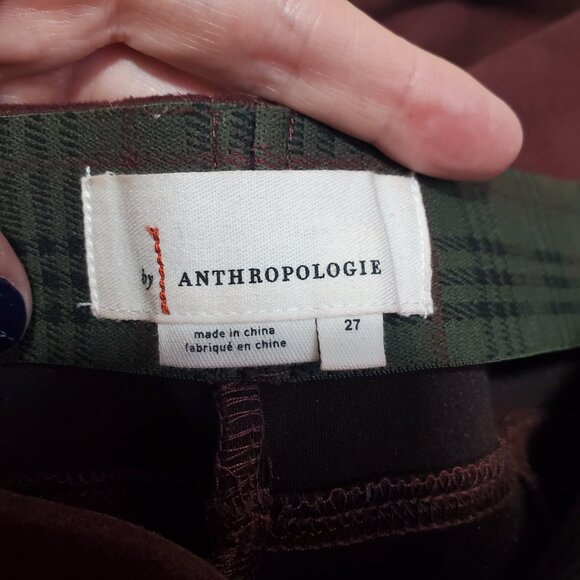 ANTHROPOLOGIE Faux Suede Leggings 27" Zip Ankle Stretch Burgundy Women's 27 - Picture 7 of 12